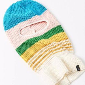 Brixton Multicolor Striped Knit Balaclava - Blue, Pink, Green, Yellow, White